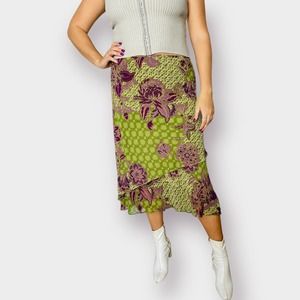 2000s‎ Evan Picone Woman Green and Plum Skirt